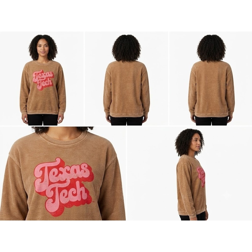 Chicka-d Pullover Sweatshirt Womens L Tan Brown Long Sleeve Graphic Text Modest